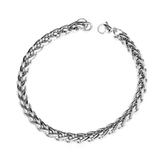 Fako Bijoux® - Schakelarmband Vossenstaart - Rond Gevlochten - Staal - Rvs - 6mm - 20cm - Zilverkleurig