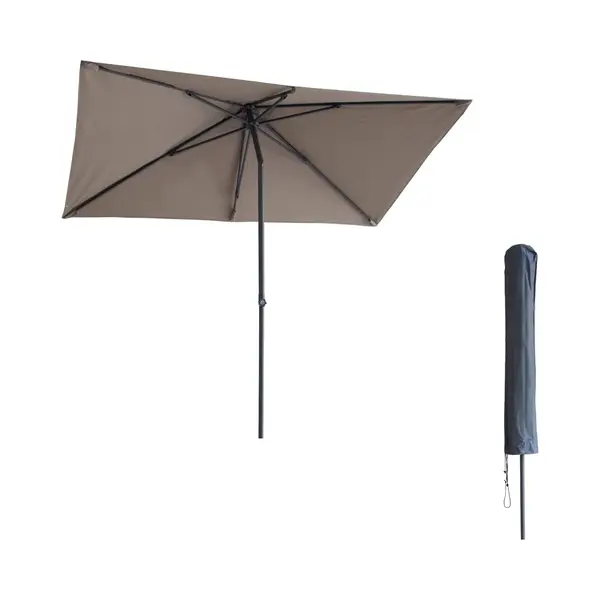 Kopu® Leon Parasol Rechthoek 150x250cm Met Hoes - Hoogteverstelbaar - Taupe thumbnail