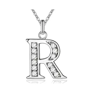 Lgt Jwls Zilverkleurige Letter R Dames Ketting Met Zirkonia