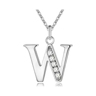 Lgt Jwls Zilverkleurige Letter W Dames Ketting Met Zirkonia