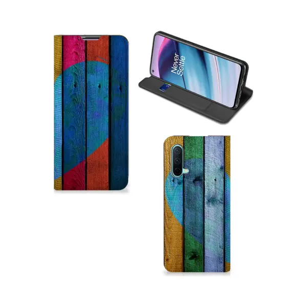 B2Ctelecom OnePlus Nord Ce 5G Book Wallet Case Wood Heart - Cadeau Voor Je Vriend thumbnail