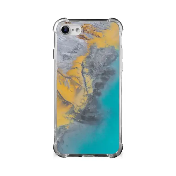 B2Ctelecom IPhone Se 2022/2020 | IPhone 8/7 Anti-Shock Hoesje Marble Blue Gold thumbnail