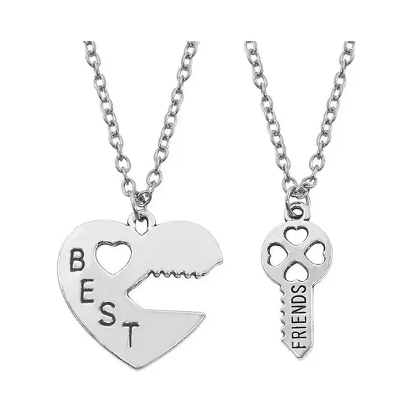 Bixorp Friends Bff Ketting Voor 2 Met Zilverkleurige Sleutel En Hartje - Vriendschapsketting Meisjes - Best Friends Ketting Vriendschap Cadeau Voor thumbnail