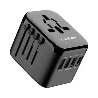 TravelHawk Universele Wereldstekker Met 2 Usb-C En 2 Usb Poorten - Reisstekker - Usb Stekker - Internationale Reisstekker Voor 150+ Landen - Amerika