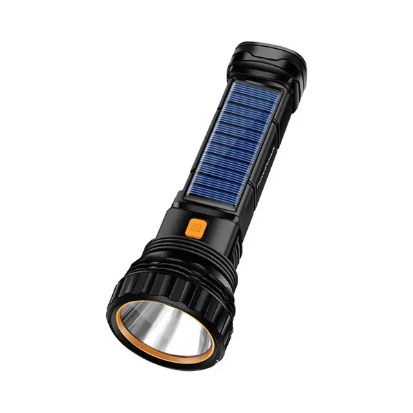 Travelhawk Zaklamp - Zaklamp Led - Zaklamp Militaire - Zaklamp Op Batterijen - 1000 Lumen - Zonnepaneel - Waterproof - Zwart thumbnail
