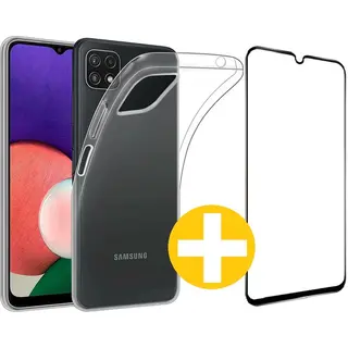Lennexo Hoesje En Screenprotector Combi Geschikt Voor Samsung A12 - Transparant Hoesje + Premium Screenprotector