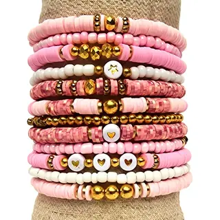 Principessa Katsuki Kralenpakket Voor Armbanden Met Spacers – Roze, Vintage En Lichtroze Casinomixen – 4 Mm Rocailles Roze En Wit – Gouden