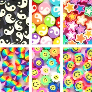Principessa Polymeerkralen Set – Sterretjes, Yin En Yang, Regenbooghartjes En Smileybloemen Kralenset – Unieke Mix 60 Stuks – Regenboogkleuren