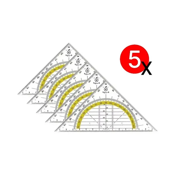 Professor Q - Geodriehoek - Transparant - 14 Cm - 5 Stuks thumbnail