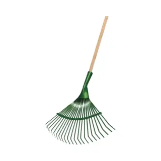 Synx Tools Gazonhark Groen Bladhark Met Steel - Tuinruimer - 22 Tanden | Groen - Verzinkt - Harken / Hark Met Houten Steel 150 Cm