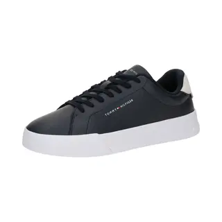 Tommy Hilfiger Men’s Detail Essential Leather Court Trainers, Blue (Desert Sky), 6.5