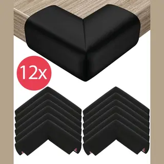 Milabubs® Hoekbeschermers Baby Set Van 12 - Hoekbeschermers Tafel - Active Foam Technology - Zwart