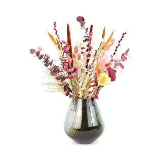 Droogbloemen Met Vaas - Golden Mix Met Smoke Vaas - 60 Cm - Natuurlijk Bloemen