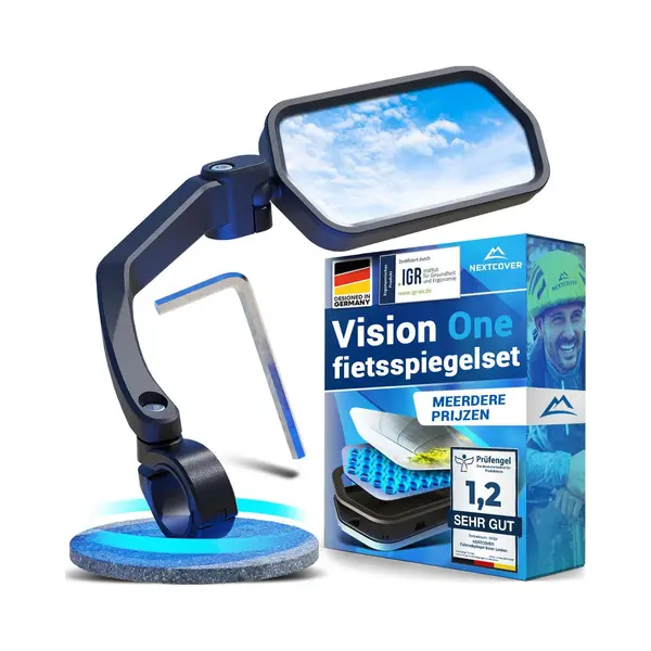 Nextcover® Fietsspiegel E-bike Rechts Met ProVision Echt Glas - Fietsspiegel Op Stuur - Fietsspiegel Ebike, Achteruitkijkspiegel Fiets En E-bike thumbnail
