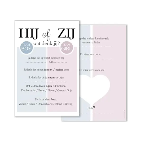 Art Foto Service Groep 20 Babyshower Invulkaarten - Gender Reveal - Oh Baby - Babyshower Spelletjes - Babyshower Versiering - Babyshower Invulboek - Babyvoorspellingen - thumbnail