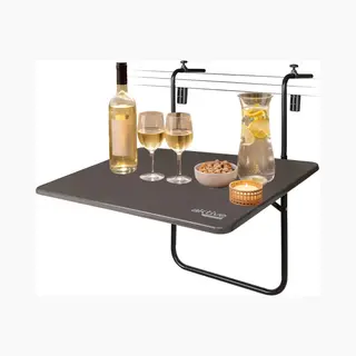 Hixa Aktive Balkontafel - Inklapbaar - Hangend - Zwart - 60x40x60cm - Vouwtafel - Hangtafel - Bijzettafel - Tuintafel