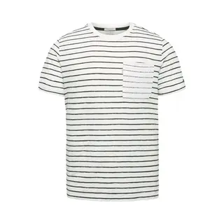 Cast Iron - T-Shirt Strepen Borstzak Wit - Heren - Maat Xxl - Regular-fit