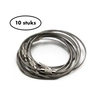 Staaldraad Sleutelring 15 Cm - Sleutelhanger - Split Ring - 15 Centimeter - 10 Stuks - Rvs