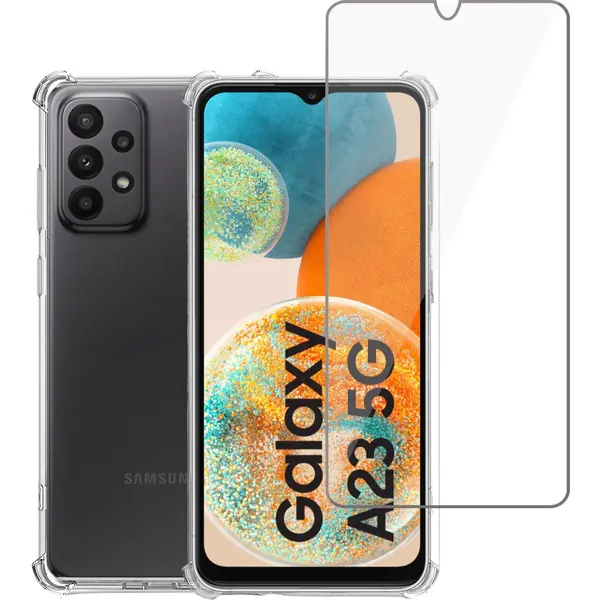 ChiGuard Geschikt Voor Samsung A23 4G / 5G Hoesje + Screenprotector – Gehard Glas Cover +Shock Proof Case – Transparant thumbnail