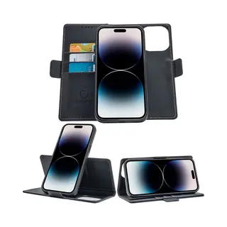 ChiGuard Geschikt Voor IPhone 15 Book Case Hoesje - Uitneembaar Hoesje - Magnetische Sluiting - Portemonnee Rustic Zwart