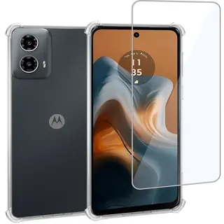 ChiGuard Geschikt Voor Motorola Moto G34 - Hoesje + Screenprotector – Gehard Glas Cover + Shock Proof Case - Transparant