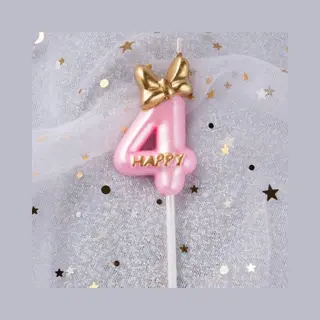 DW4Trading Verjaardagskaars 4 Happy Roze - Cijferkaars - Taartversiering