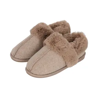 Apollo - Instap Sloffen Dames - Vilt - Taupe - Maat 41/42 - Dames Pantoffels
