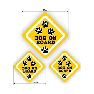 Jerma allerhandestickers Jerma - Dog On Board - Sticker - Set 3 St - 1 Van 13 Cm - 2 Van 9 Cm - Weerbestendig - Zelfklevend