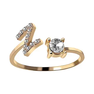 Despora Ring Met Letter - Ring Met Steen - Letter Ring - Ring Letter - Initial Ring - (Zilver 925) Gold-Plated Letter Z - Cadeautje Voor Haar