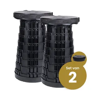 Opvouwbare Kruk Extra Strong Zwart Per 2 - Telescopische Kruk - 250 Kg - Inklapbare Kruk - Draagbaar - Kampeerstoel - Opstapkrukje