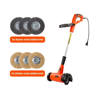 Kibani Elektrische Onkruidborstel 400W - Inclusief 6 Borstels - 11cm Diameter - Voegenreiniger - Stalen En Nylon Borstel - Voegenborstel -