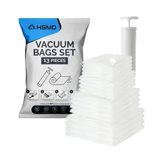 Hgmd® Hgmd Vacuumzakken Voor Kleding En Dekbedden - 13 Stuks - 4 Maten - 12 Vacuüm Opbergzakken Inclusief Handpomp - Vacumeerzakken