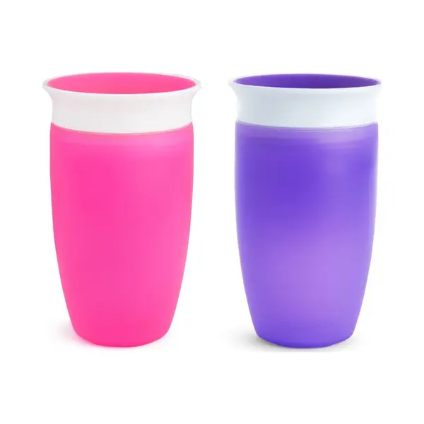 Munchkin 2pk Miracle Anti-Lek 360° Drinkbeker - Sippy Cup - Oefenbeker Voor Baby En Kind - 296ml - 2 Stuks - Roze/Groen thumbnail