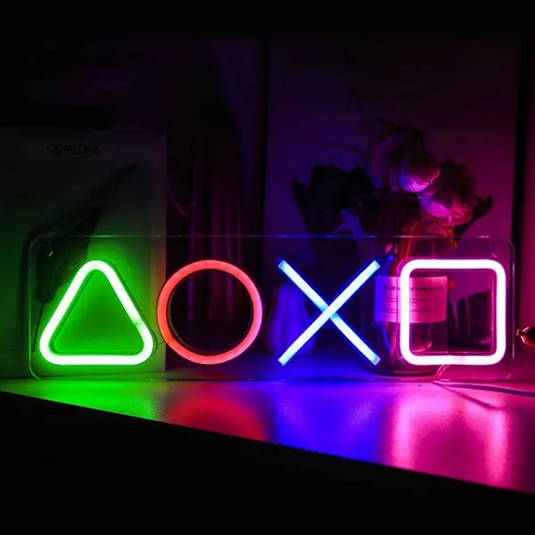 Ydemanne Neon Lamp - Game Controller Buttons Playstation - Dimbaar - Incl. Ophanghaakjes - Neon Sign - Neon Verlichting - Neon Led Lamp - Wandlamp - Mancave thumbnail