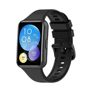 Strap-it® Siliconen Smartwatch Bandje - Geschikt Voor Huawei Watch Fit 2 Siliconen Bandje - Zwart - Strap-it Horlogeband / Polsband / Armband
