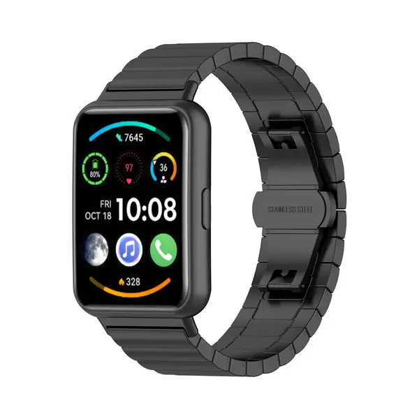 Stalen Smartwatch Bandje - Geschikt Voor Huawei Watch Fit 2 Metalen Bandje - Zwart - Strap-it Horlogeband / Polsband / Armband thumbnail