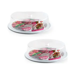 PlasticForte Taart Bewaardoos - 2x Stuks - Rond - Wit - D32 X H9, 5 Cm - Taarten Bewaarbak