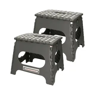 Kipit 2x Stuks Inklapbaar Keukenkrukje/opstapjes Grijs 30 X 27 Cm - Keuken/badkamer/slaapkamer Krukjes