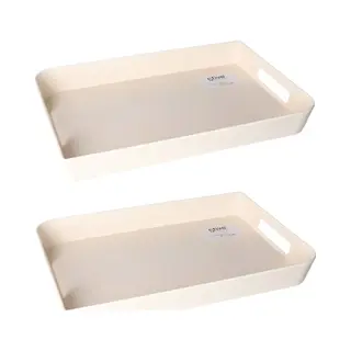 5Five - 2x Stuks - Dienblad - Met Handvatten - Creme Wit - 45 X 30 Cm - Serveerblad - Kunststof - Rechthoek