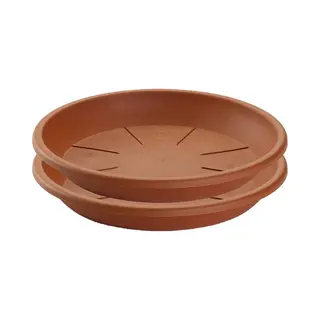 Plasticforte Set Van 5x Stuks Water Opvangschaal/onderschotel Voor Planten Pot Terra Cotta Kleur Dia 24 Cm - Voor Pot 30/35 Cm Diameter