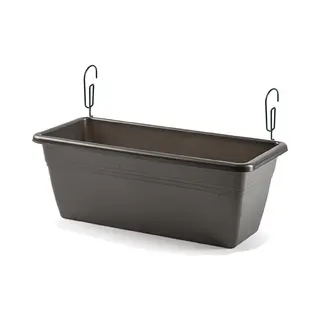 Forte Plastics Hangende Reling Plantenbak Antraciet Grijs Rechthoekig 40 X 18 X 15 Cm Met Setje Kunststof Beugels