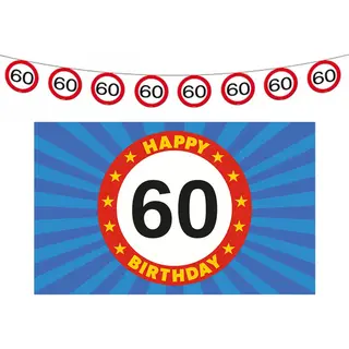 Folat 60 Jaar Leeftijd Verjaardag Slinger En Vlag 150 X 90 Feestartikelen Versiering Pakket