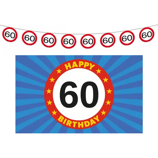 Folat 60 Jaar Leeftijd Verjaardag Slinger En Vlag 150 X 90 Feestartikelen Versiering Pakket thumbnail