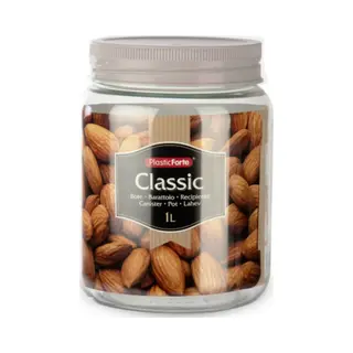 Plasticforte Keuken Voedsel Voorraadpot - Weckpot - Taupe - 1 Liter - Kunststof - Met Deksel - Formaat, 11 X 14 Cm