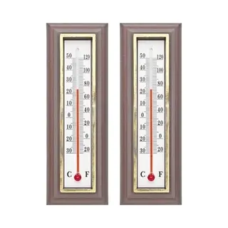 Buiten Thermometer - 2x - Donkerbruin - 5 X 16 Cm - Celcius En Fahrenheit - Tuin Thermometers