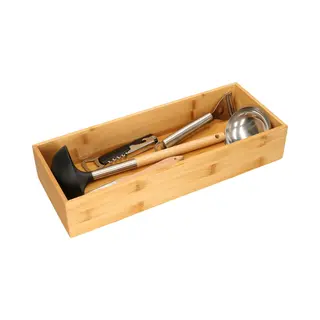 Secret de Gourmet 5Five Bestekbak/keuken Organizer - Set Van 2x Stuks - 1-vaks - Tidy Smart - Bamboe Hout - 38 X 15 X 7 Cm