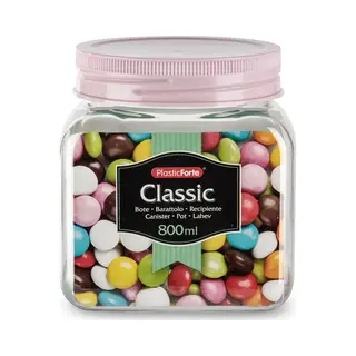 Plasticforte Keuken Voedsel Voorraadpot - Weckpot - Roze - 800 Ml - Kunststof - Met Deksel - 10 X 12 Cm