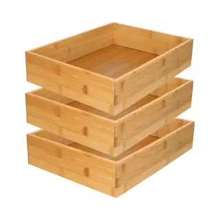 Gerimport Kast/lade Sorteer Organizer - 4x Stuks - Bamboe Hout - Bakje - 32 X 24 X 7 Cm - Sorteerbakjes