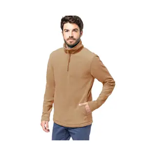 Kariban Fleece Trui - Camel Bruin - Halve Ritskraag - Warme Winter Sweater - Heren - Polyester L