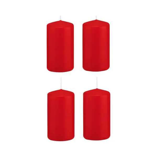 Trend Candles Cilinderkaars/stompkaars - 4x - Rood - 6 X 12 Cm - 40 Branduren - Met Brandvertragende Folie thumbnail